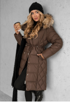 Pikowana Geacă z futerkiem Autumn Rush ciocolatie