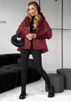 Geacă oversize z kapturem Sancha burgundowa