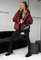 Geacă oversize z kapturem Sancha burgundowa