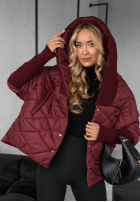 Geacă oversize z kapturem Sancha burgundowa