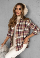 Cămașă w kratę Gone Tomorrow burgundowa