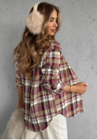 Cămașă w kratę Gone Tomorrow burgundowa