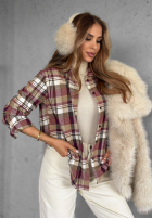 Cămașă w kratę Gone Tomorrow burgundowa