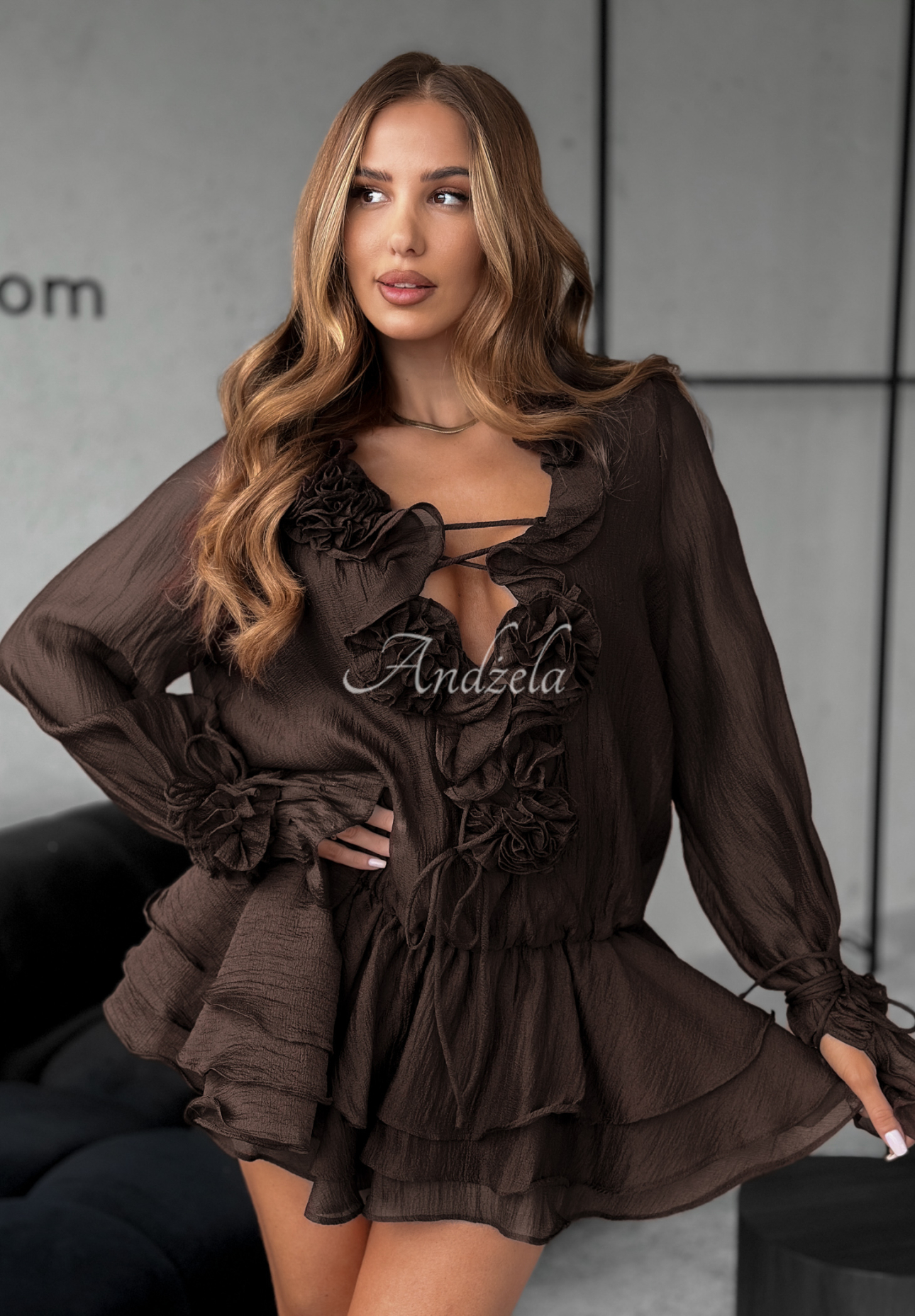 Rochie din șifon de viscoză cu volănașe Kiss Me Slowly