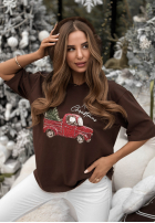 Świąteczny Tricou z nadrukiem Merry Times ciocolatiu