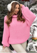 Pleciony Pulover z wełną Winter Is In The Air roz