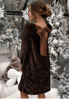 Cekinowa Rochie z kokardką z tyłu Santa's Delight ciocolatie