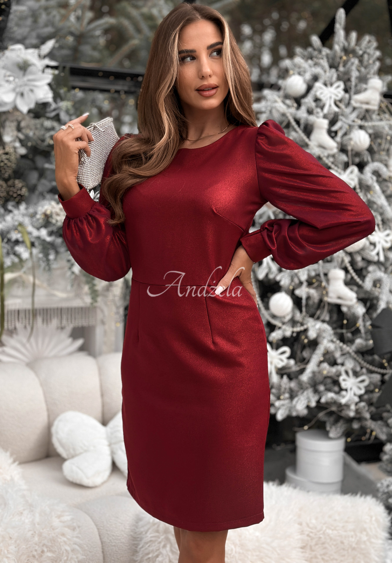 Rochie strălucitoare cu mâneci bufante Just Saying