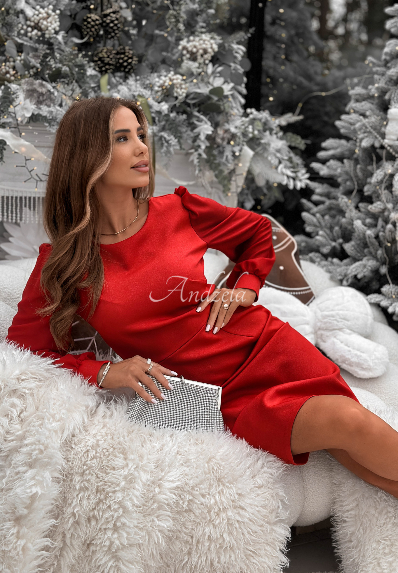 Rochie strălucitoare cu mâneci bufante Just Saying