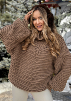 Pleciony Pulover z wełną Winter Is In The Air mokka