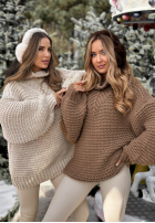 Pleciony Pulover z wełną Winter Is In The Air bej