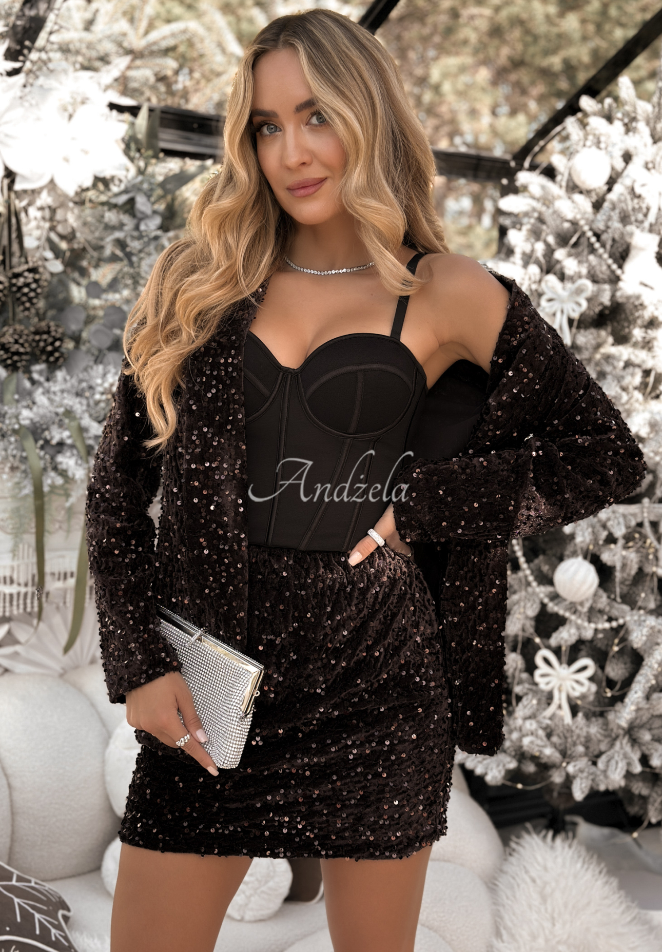 Fustă mini cu paiete Christmas Wrapping