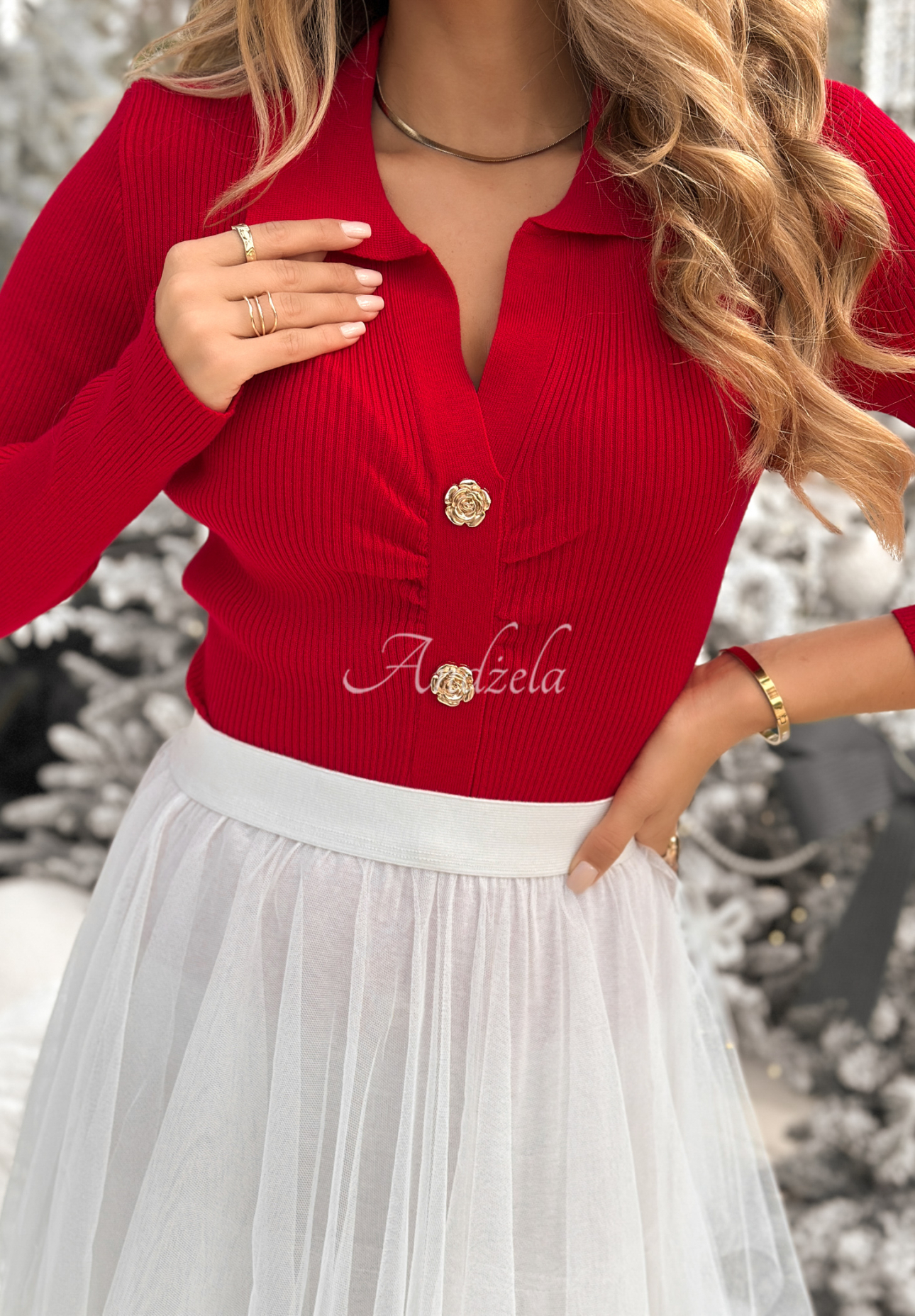 Bluză din viscoză cu guler Feeling Nice