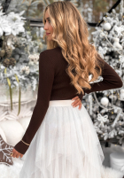 Prążkowana Bluză z kołnierzem Feeling Nice ciocolatie