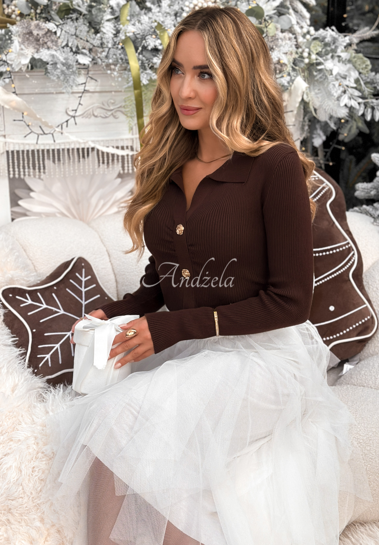 Bluză din viscoză cu guler Feeling Nice