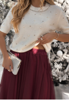 Pulover z perełkami Covered In Pearls ecru