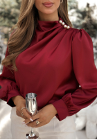 Satynowa Bluză z marszczeniami Looking At burgundowa