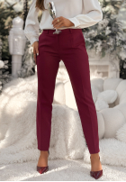 Eleganckie spodnie Pantaloni de tip țigaretă Grand Celebration burgundowe