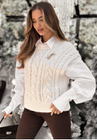 Sweterkowa Vestă Willow Woods ecru