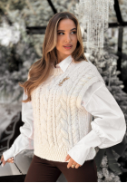 Sweterkowa Vestă Willow Woods ecru