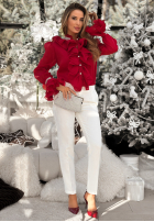 Elegancka Cămașă z żabotem i falbankami Wonderful Time roșie