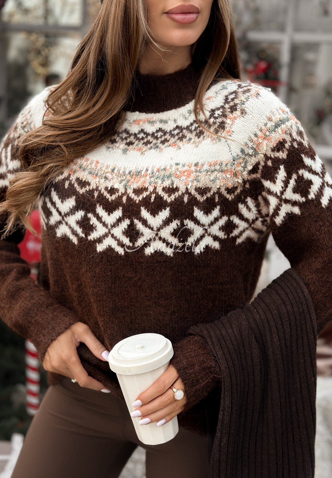 Pulover cu imprimeu Candy Cane Lane