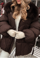 Pikowana Geacă z futerkiem Cold Without You ciocolatie