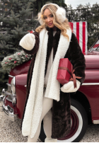 Długi Palton  futerko October Chill ciocolatiu