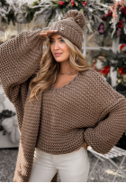 Pleciony Pulover z wełną Winter Is Calling mokka