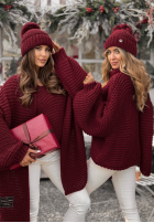 Pleciony Pulover z wełną Winter Is Calling burgundowy