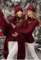 Pleciony Pulover z wełną Winter Is Calling burgundowy