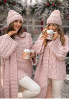 Pleciony Pulover oversize z wełną Days Are Short roz pudră