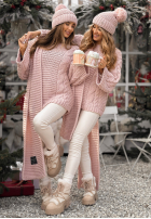 Pleciony Pulover oversize z wełną Days Are Short roz pudră