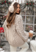 Pleciony Pulover oversize Days Are Short jasnobeżowy