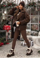 Geacă z kożuszkiem True North ciocolatie