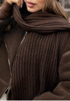 Prążkowany Compleu Căciulă i szalik z kaszmirem Snow Dates ciocolatiu