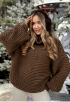 Pleciony Pulover z wełną Winter Is In The Air ciocolatiu