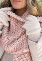 Compleu Căciulă, szalik, Mănuși 3in1 Best Winter Days bej roz pudră