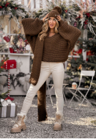 Pleciony Pulover z wełną Winter Is Calling ciocolatiu