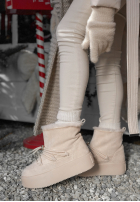 Krótkie zamszowe śniegowce ze sznurowaniem Cold As Ice jasnobeżowe