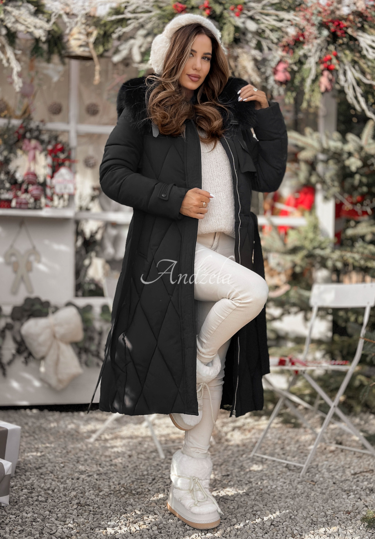 Geacă matlasată cu blăniță Hot Coffee