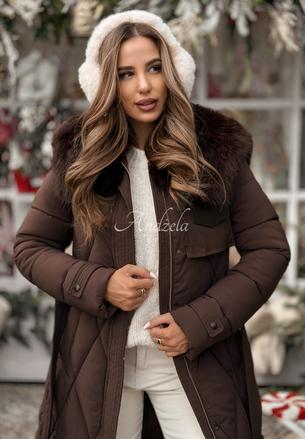 Geacă matlasată cu blăniță Hot Coffee