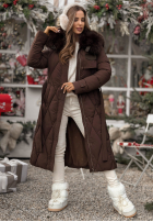 Pikowana Geacă z futerkiem Hot Coffee ciocolatie