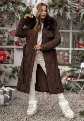 Geacă matlasată cu blăniță Hot Coffee