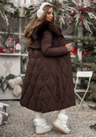 Pikowana Geacă z futerkiem Hot Coffee ciocolatie