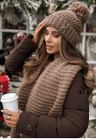 Compleu Căciulă, szalik, Mănuși z wełną 3in1 Best Winter Days mokka