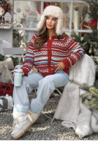 Krótki Cardigan cu modele Tea Season roșu