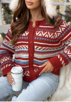 Krótki Cardigan cu modele Tea Season roșu