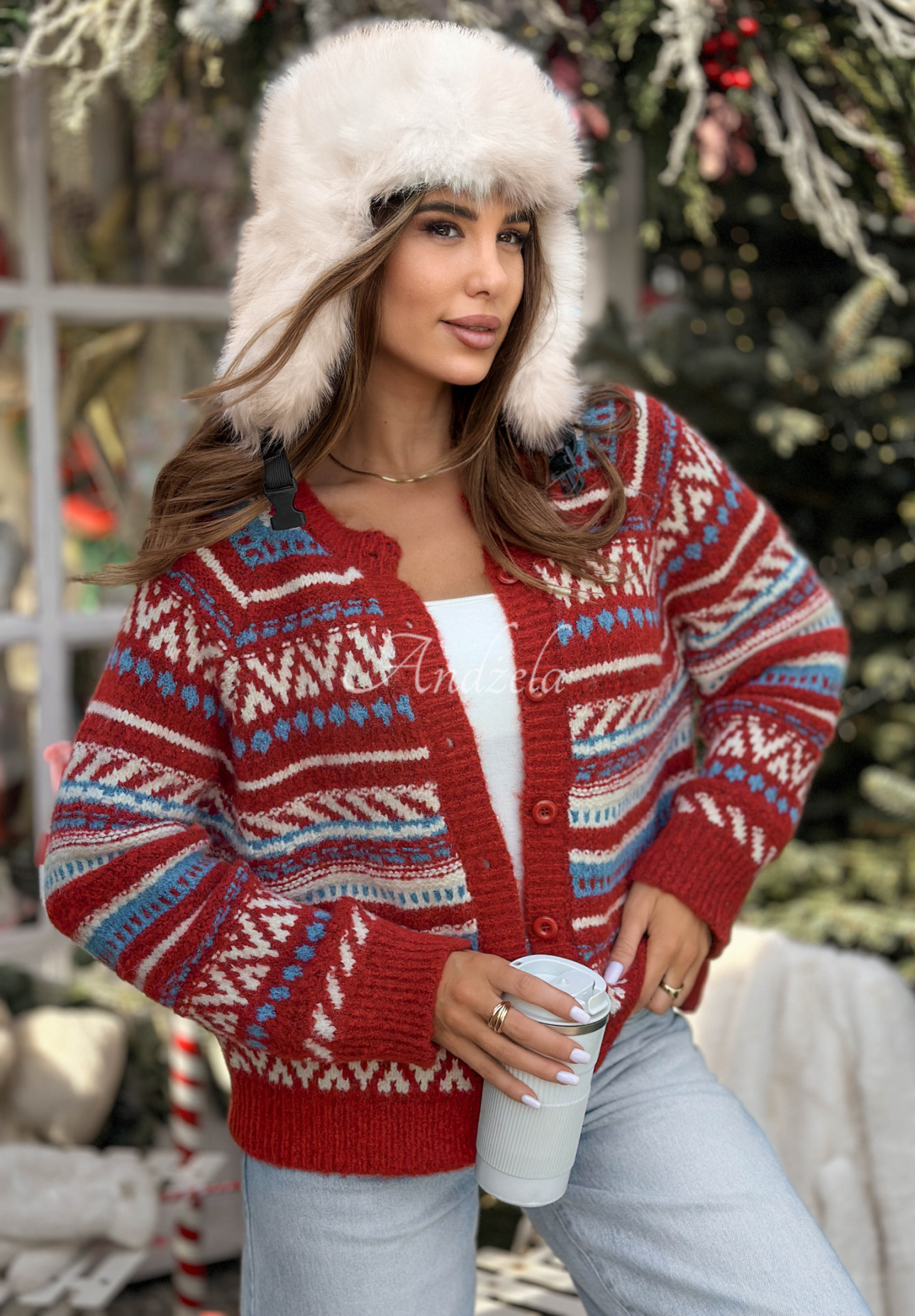 Cardigan scurt cu imprimeu Tea Season