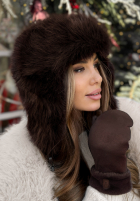 Futrzana Căciulă uszatka Winter Bear ciocolatie